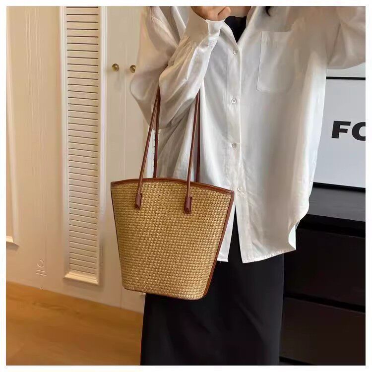 Hand-woven straw bags, women's shoulder bags with large capacity, tote bags