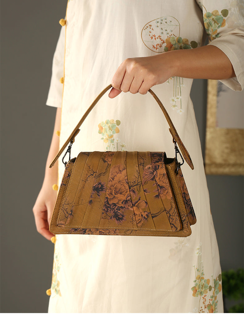Handmade Xiangyunsha bamboo woven bag, woven women's handbag