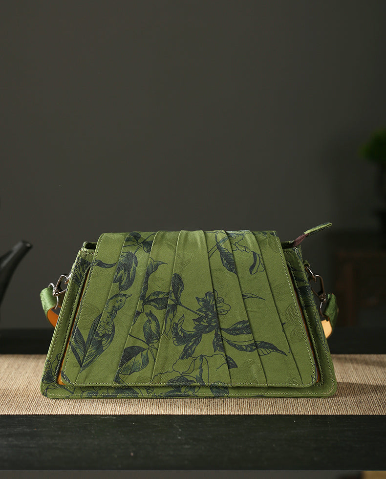 Handmade Xiangyunsha bamboo woven bag, woven women's handbag