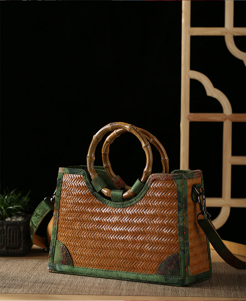 Handmade bamboo bags, Xiangyun yarn bags, messenger bags, handbags