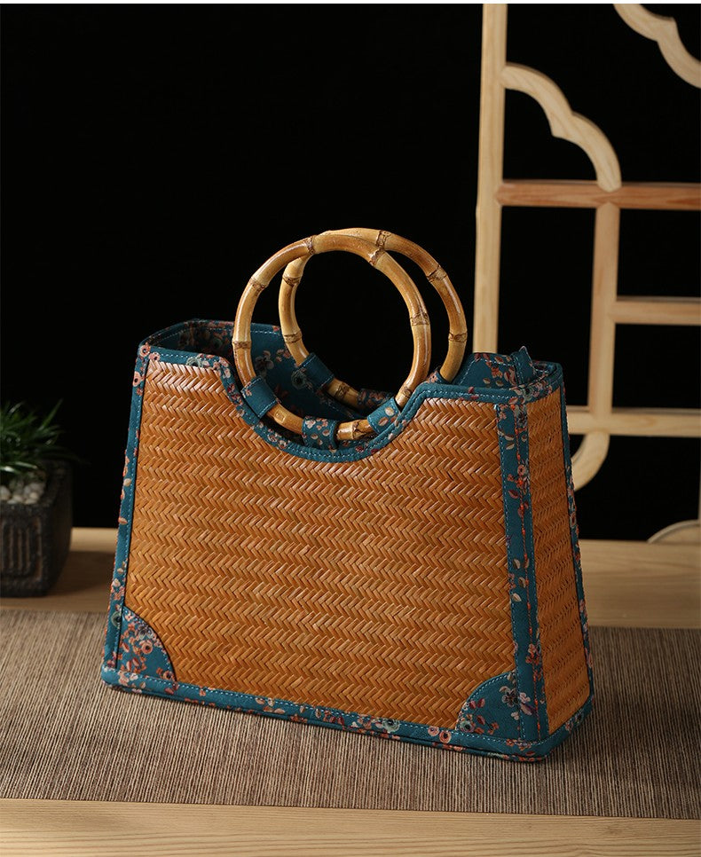 Handmade bamboo bags, Xiangyun yarn bags, messenger bags, handbags