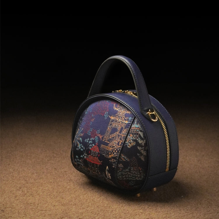 Mulberry silk Xiangyunsha small bag, bamboo leaf vintage cowhide women's bag