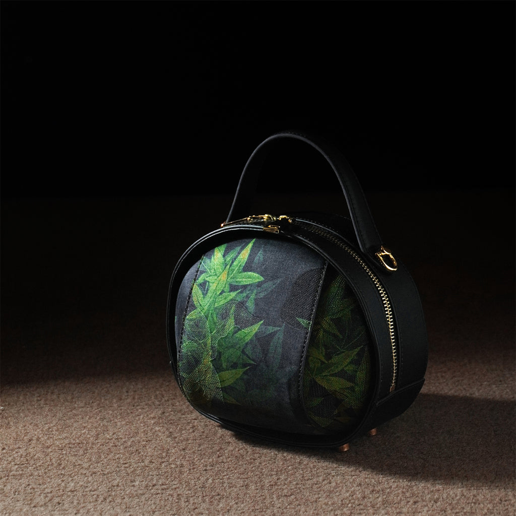 Mulberry silk Xiangyunsha small bag, bamboo leaf vintage cowhide women's bag