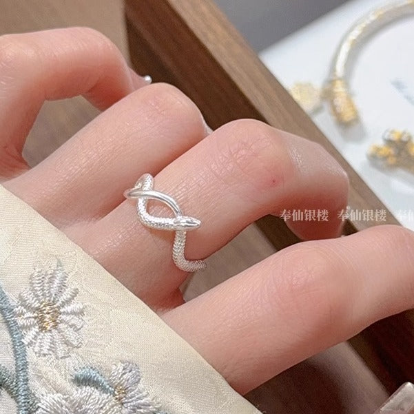 Pure silver 999.9 snake ring, winding snake ring