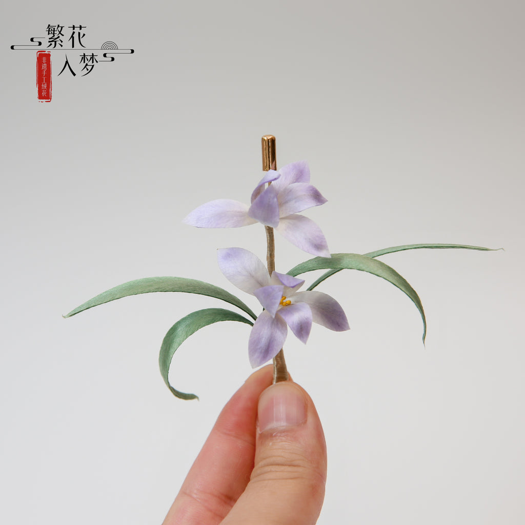 Intangible cultural heritage velvet flowers, pure handmade orchid brooches and hairpins