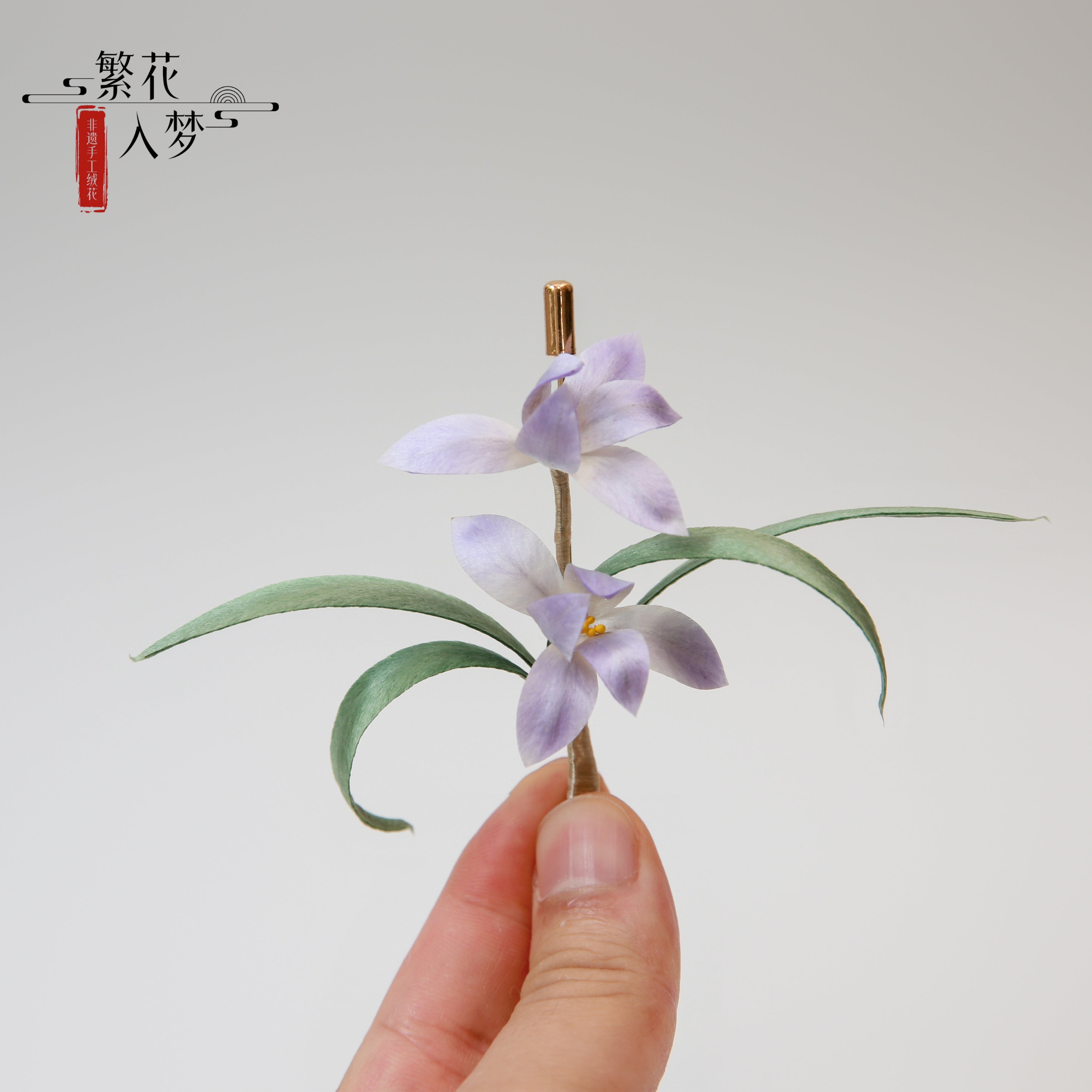 Intangible cultural heritage velvet flowers, pure handmade orchid brooches and hairpins