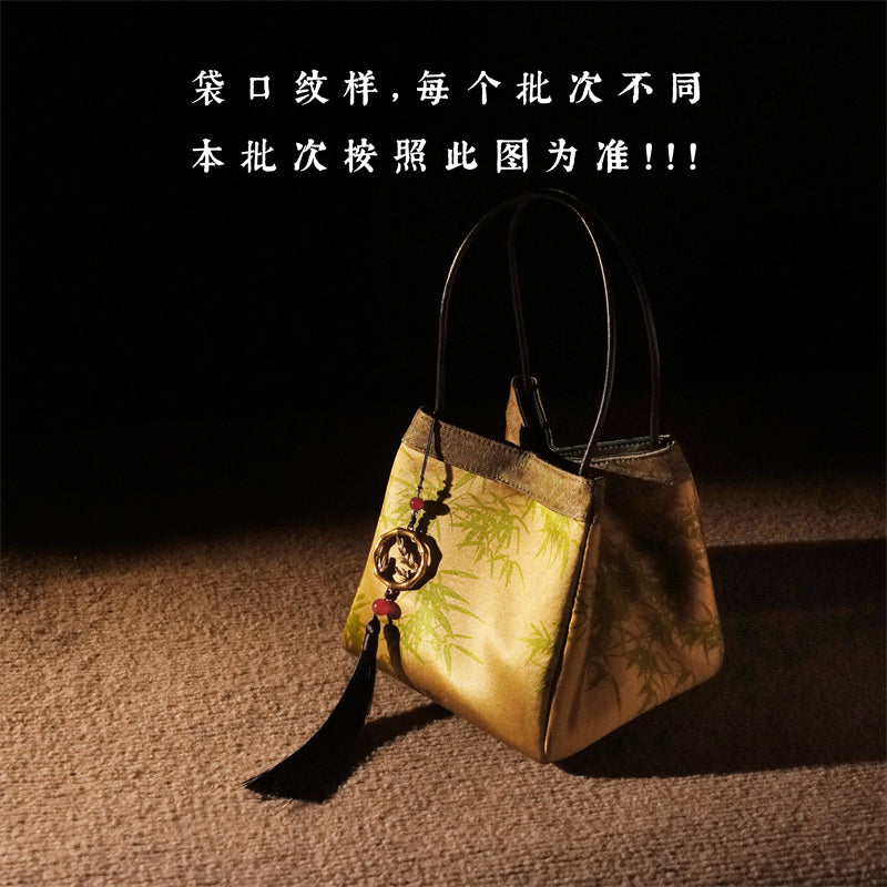 Xiangyunsha handbag small square bag, mulberry silk women's handbag