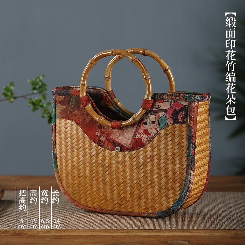 Handmade bamboo bags, satin bamboo woven women's bags