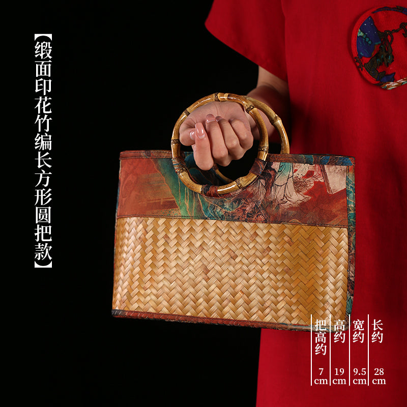 Handmade bamboo bags, satin bamboo woven women's bags