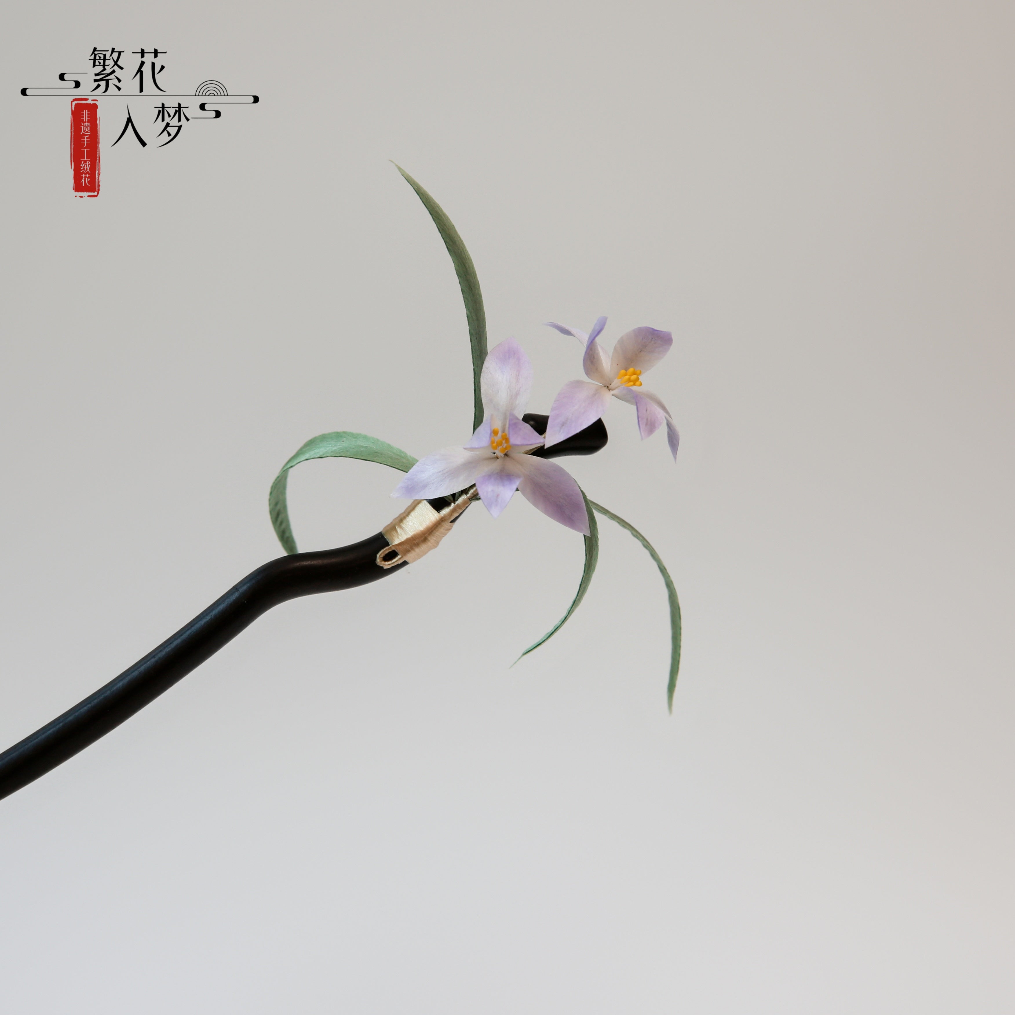 Intangible cultural heritage velvet flowers, pure handmade orchid brooches and hairpins