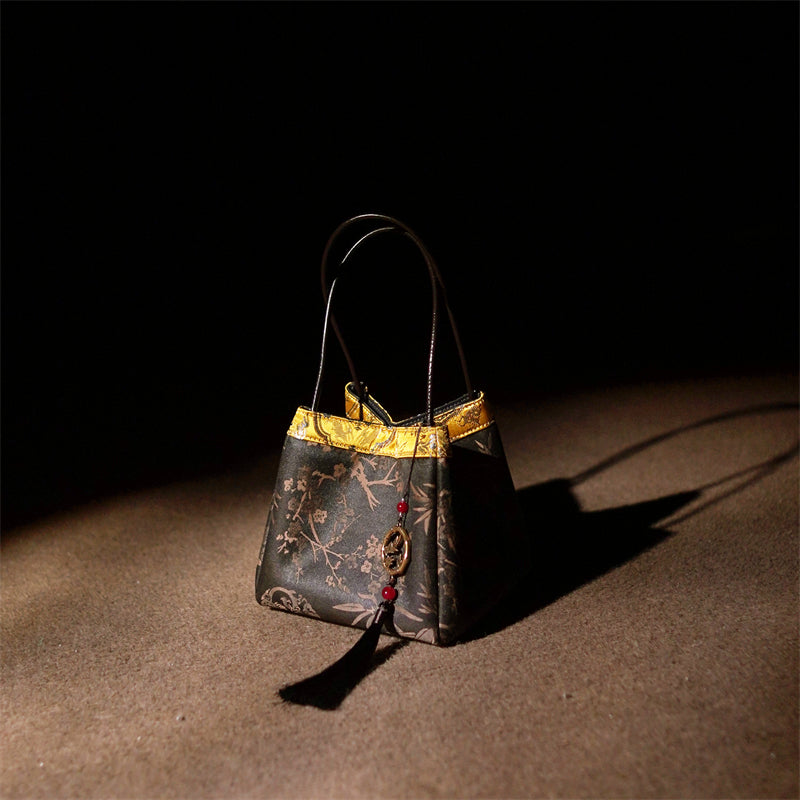 Xiangyunsha handbag small square bag, mulberry silk women's handbag