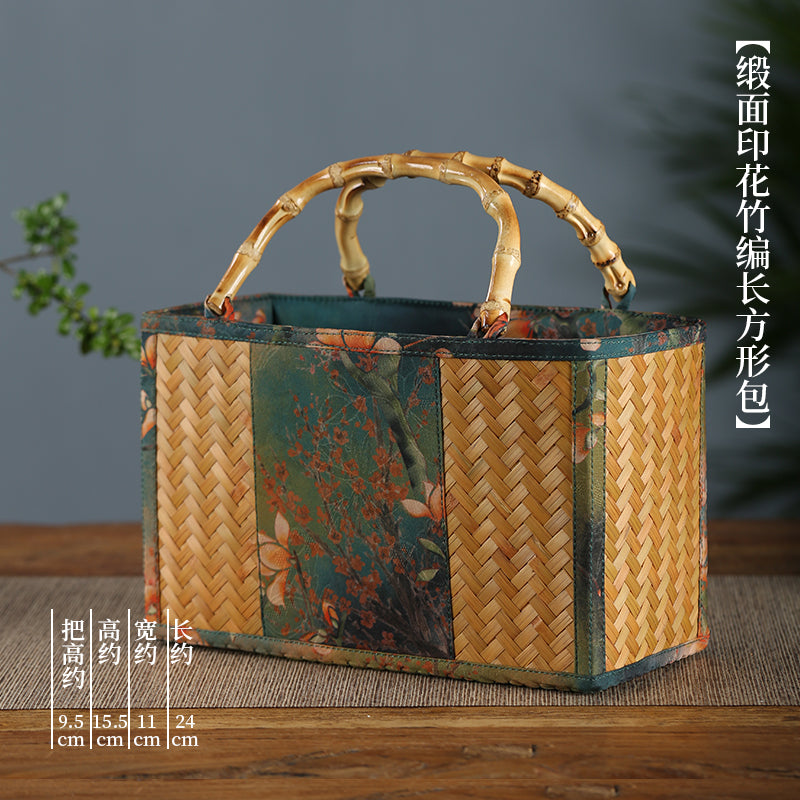 Handmade bamboo bags, satin bamboo woven women's bags