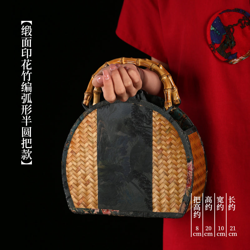 Handmade bamboo bags, satin bamboo woven women's bags