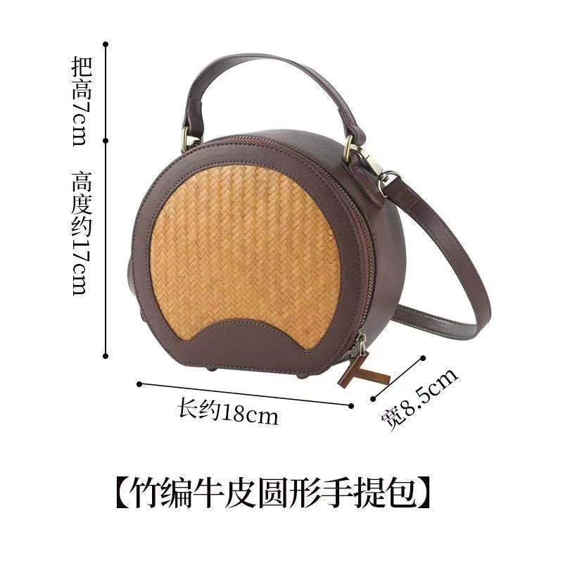 Chinese light luxury handmade bamboo leather bag