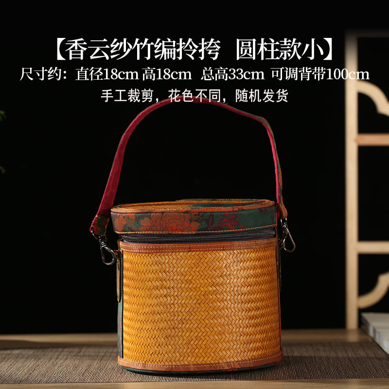 Handmade bamboo woven Xiangyun yarn bag crossbody bag, bamboo woven bag handbag