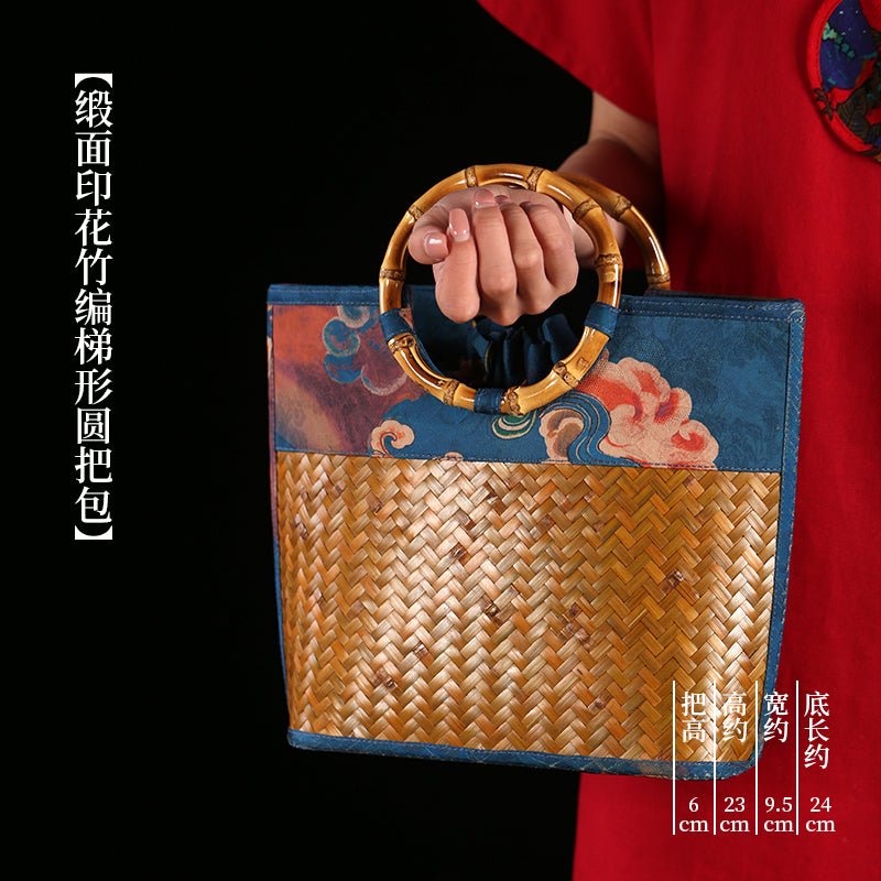 Handmade bamboo bags, satin bamboo woven women's bags