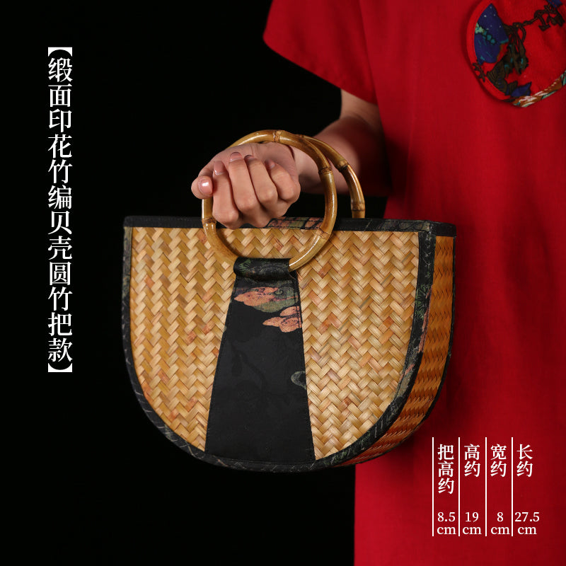 Handmade bamboo bags, satin bamboo woven women's bags