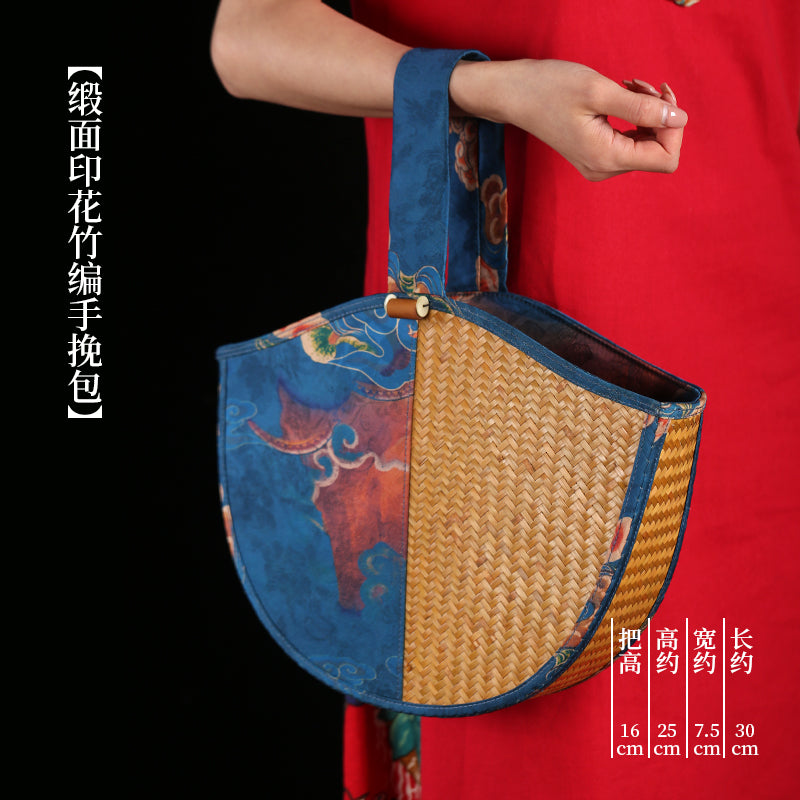 Handmade bamboo bags, satin bamboo woven women's bags