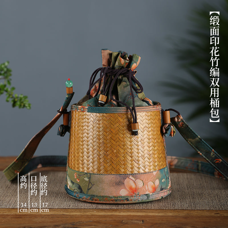 Handmade bamboo bags, satin bamboo woven women's bags
