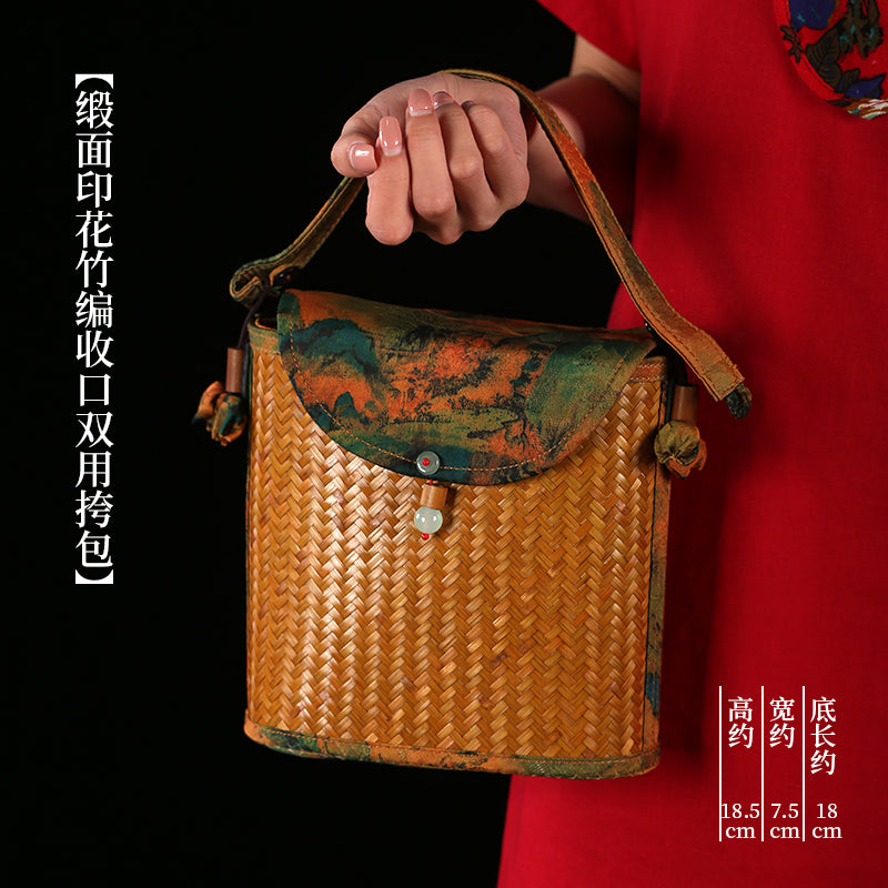 Handmade bamboo bags, satin bamboo woven women's bags