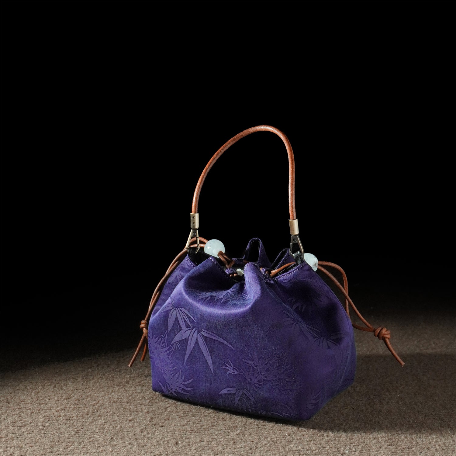 Mulberry silk Xiangyunsha drawstring shoulder and crossbody women's bag