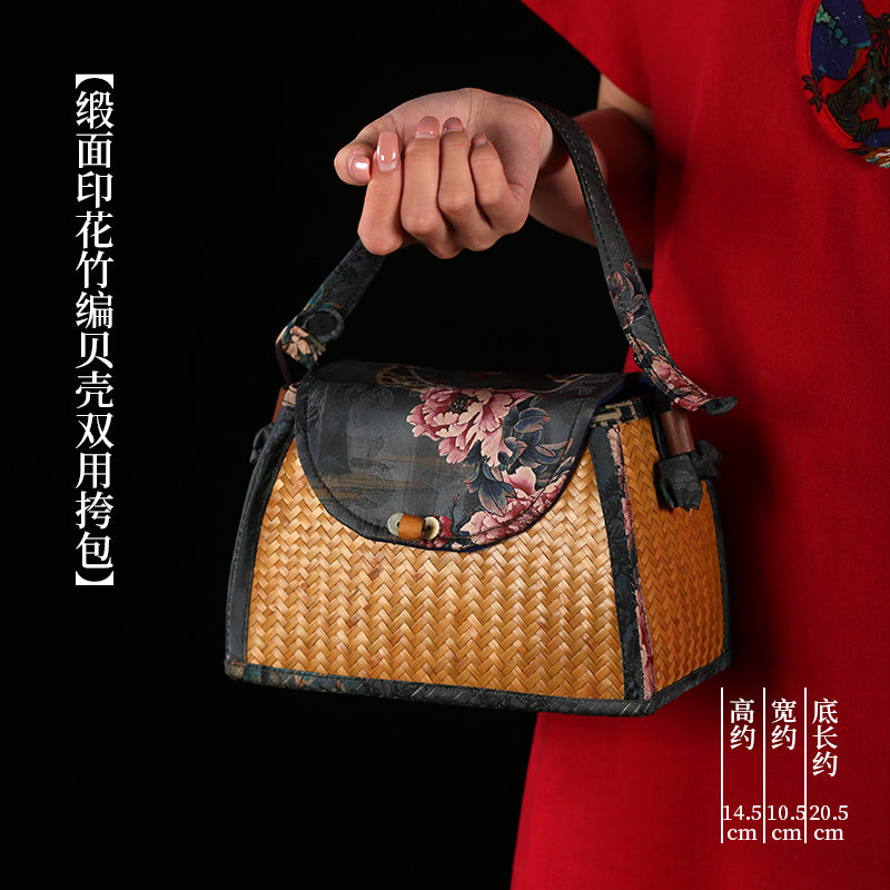 Handmade bamboo bags, satin bamboo woven women's bags