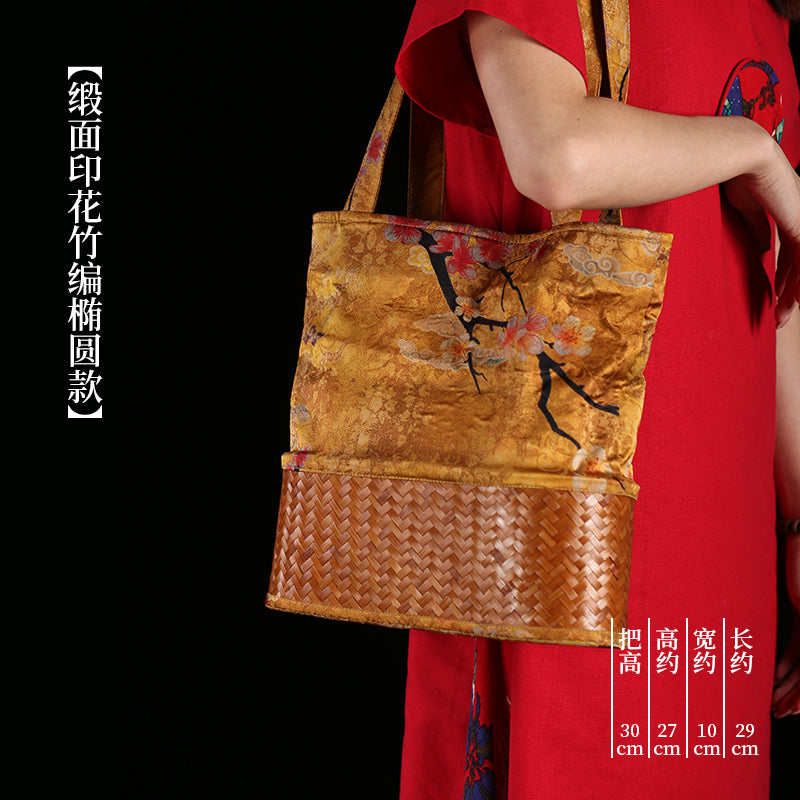 Handmade bamboo bags, satin bamboo woven women's bags