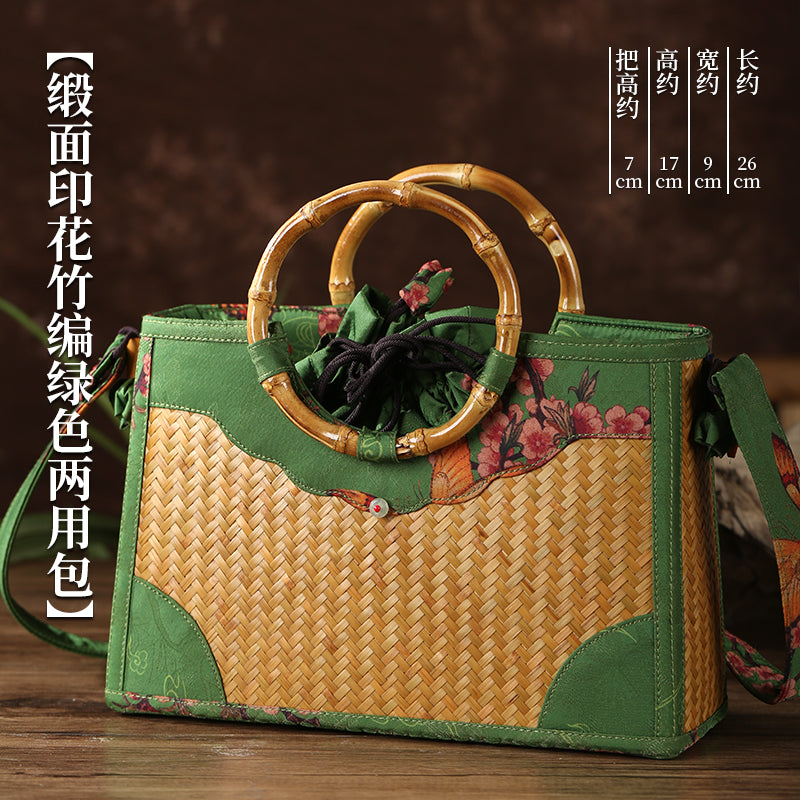 Handmade bamboo bags, satin bamboo woven women's bags