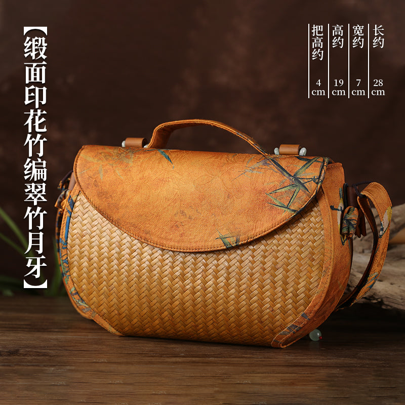 Handmade bamboo bags, satin bamboo woven women's bags