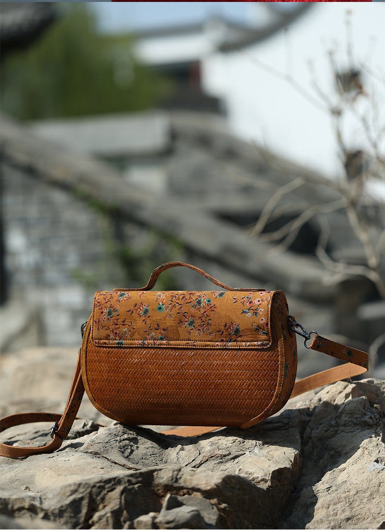 Washable light luxury handmade bamboo bag, Xiangyun yarn bag crossbody bag, handbag woven bag