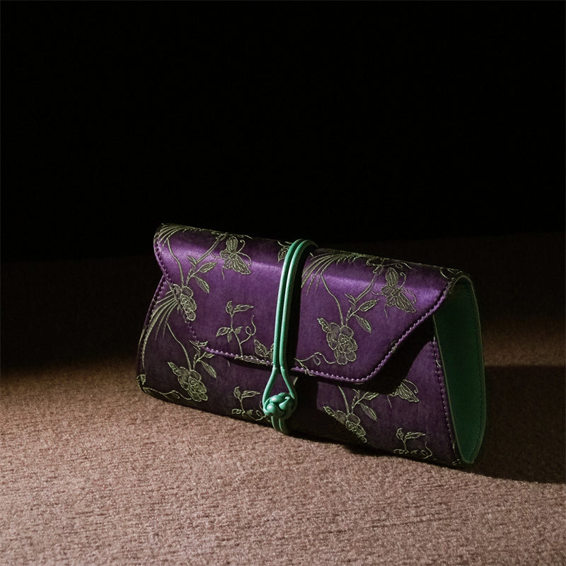 Xiangyunsha clutch, purple shoulder crossbody women's bag