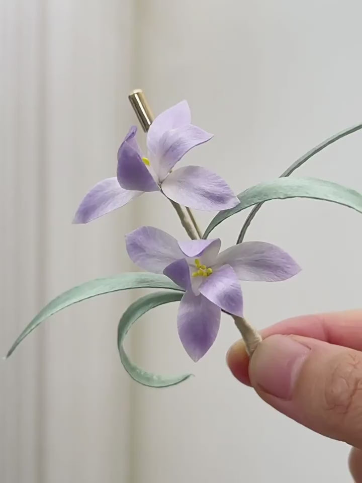 Intangible cultural heritage velvet flowers, pure handmade orchid brooches and hairpins