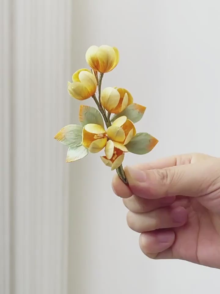 Intangible cultural heritage velvet flowers, pure handmade silk hanging flower brooches and hairpins