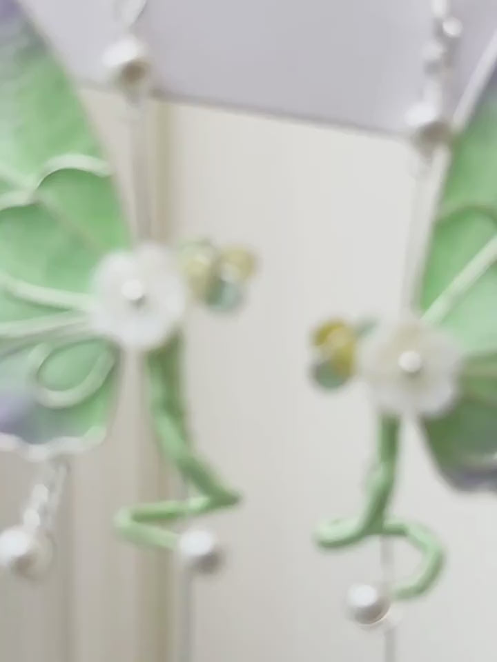Intangible cultural heritage velvet flower, pure handmade filigree butterfly tassel earrings