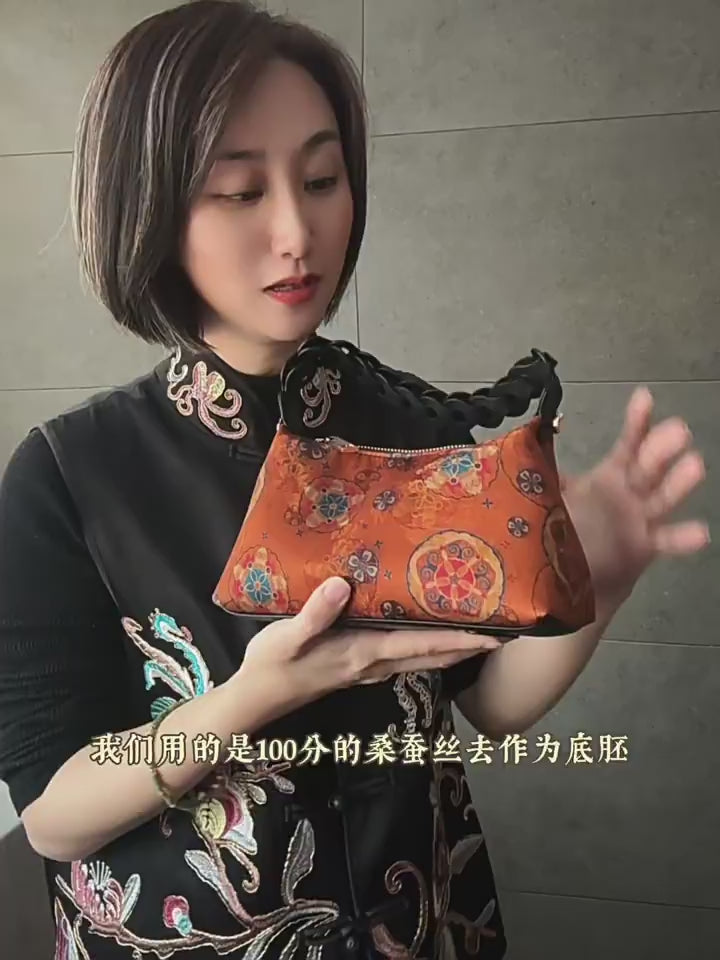 Xiangyunsha lightweight handbag for women, Baoxianghua hand-held crossbody bag